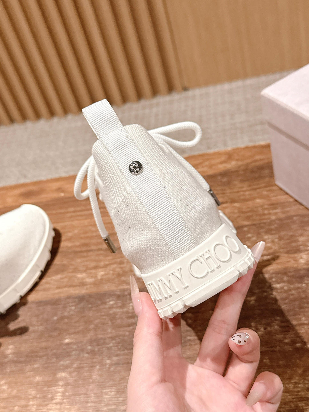 Jimmy Pave - Embellished Sneakers White Sequined Knit 400163