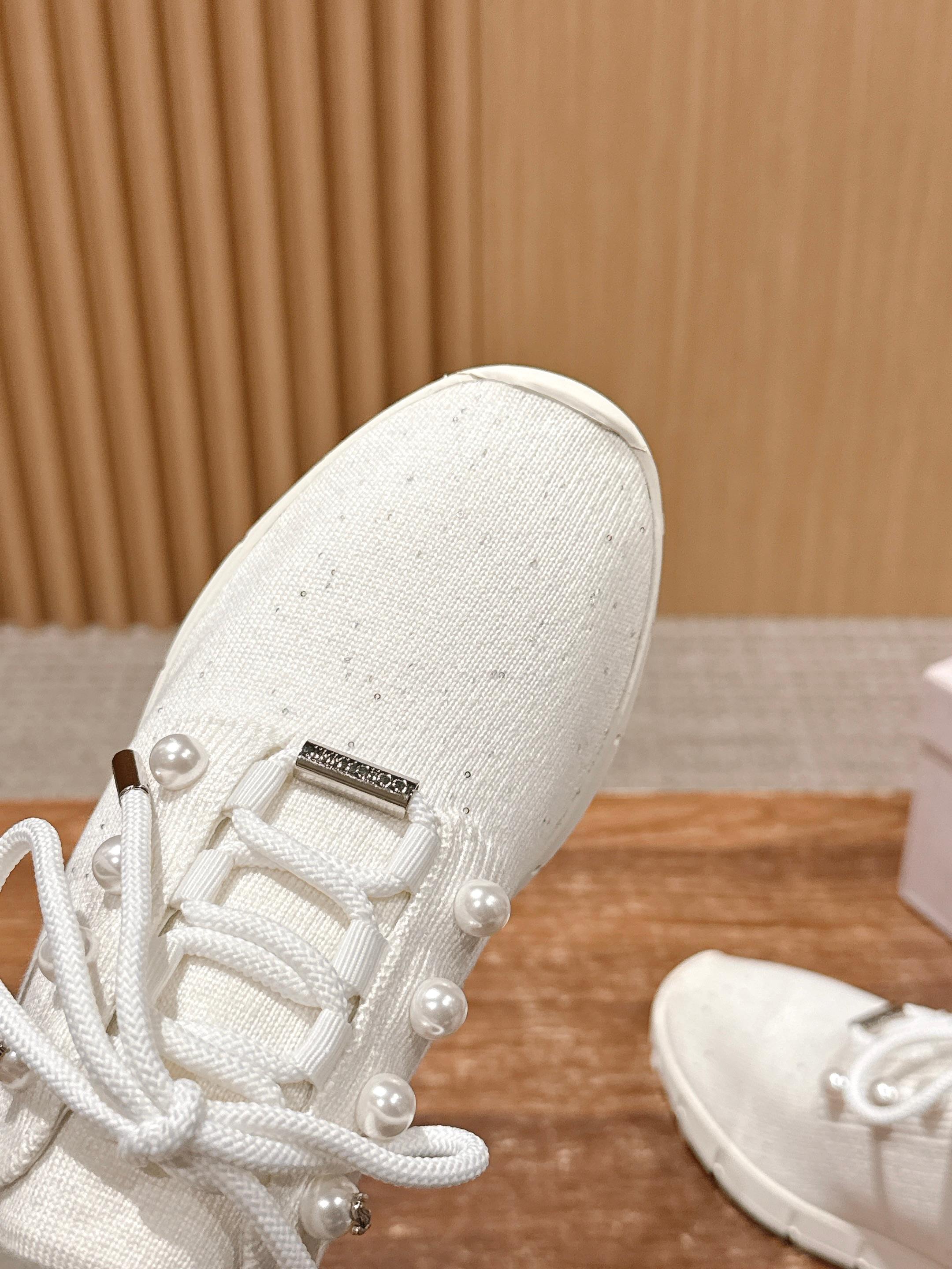 Jimmy Pave - Embellished Sneakers White Sequined Knit 400163