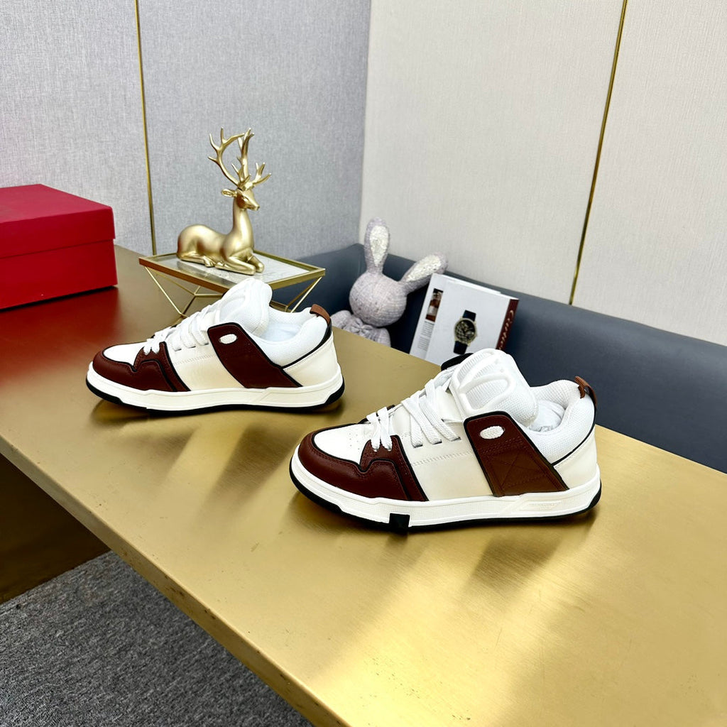 One Stud Sneaker Garavani Burgundy Calfskin White Fabric