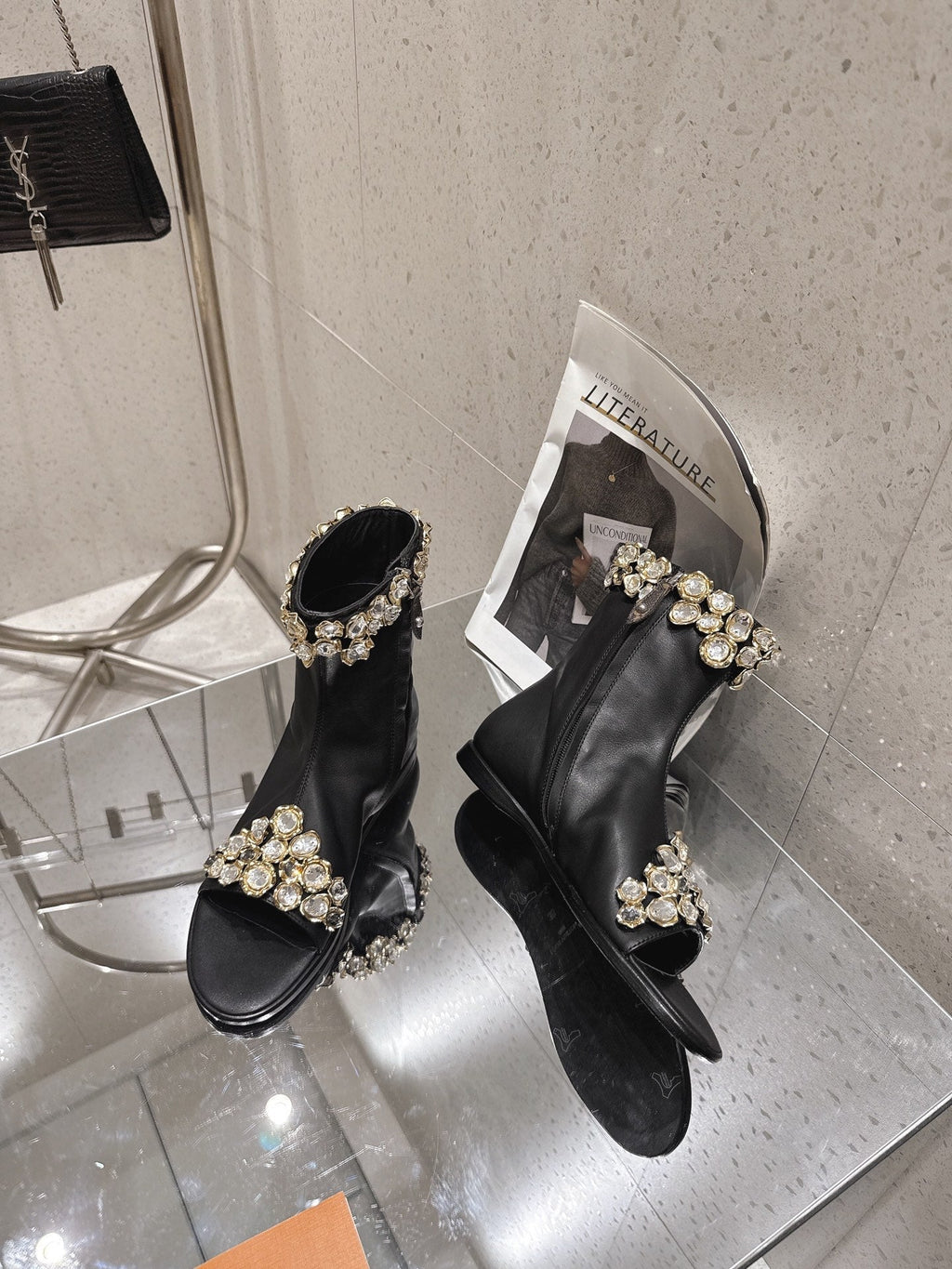 LV Talisman Open Toe Ankle Boot Black Lambskin 849384
