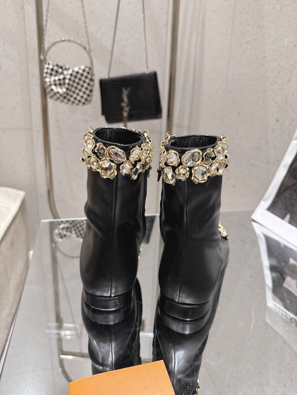 LV Talisman Open Toe Ankle Boot Black Lambskin 849384