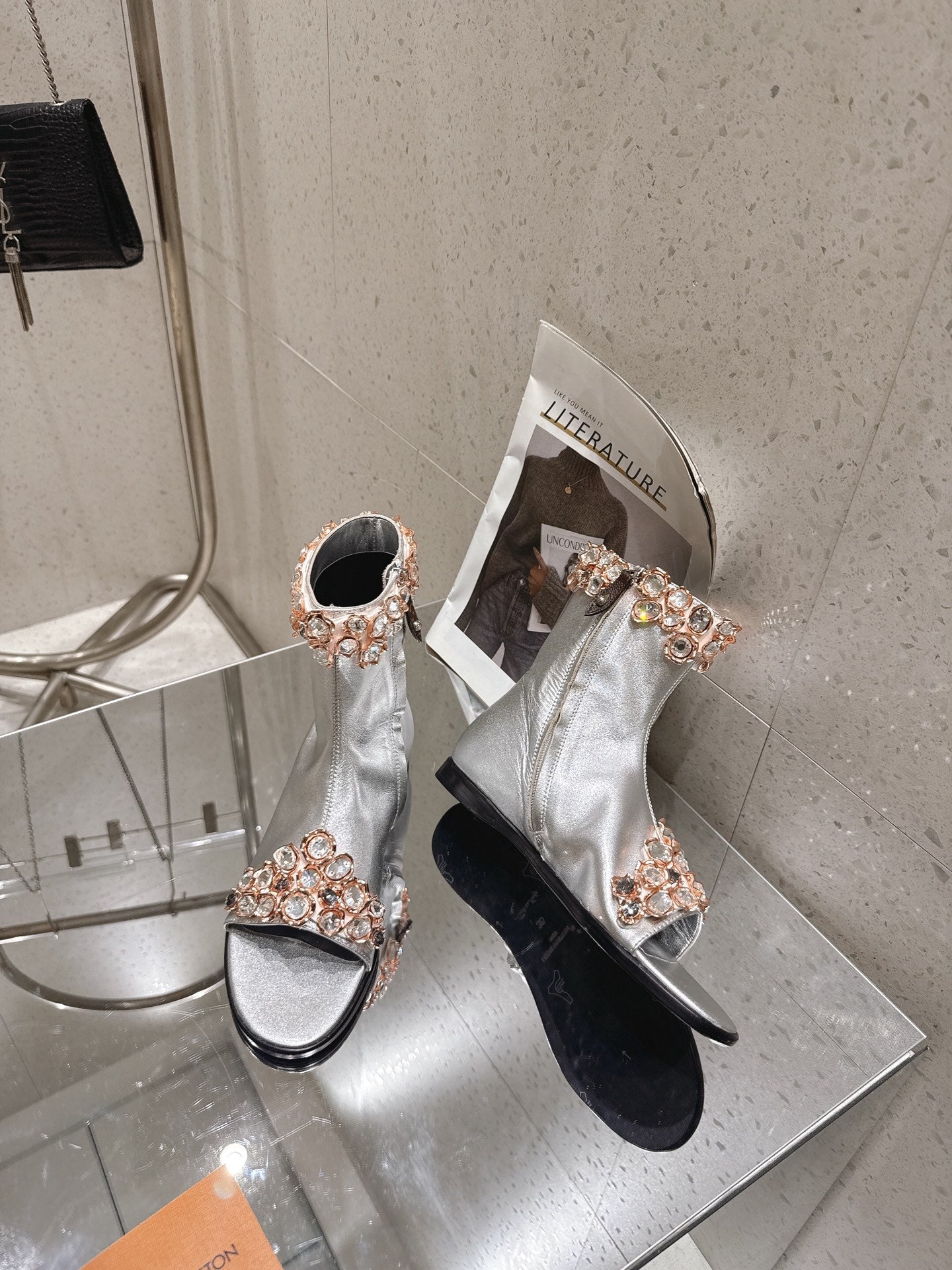 LV Talisman Open Toe Ankle Boot Sliver Lambskin 849385
