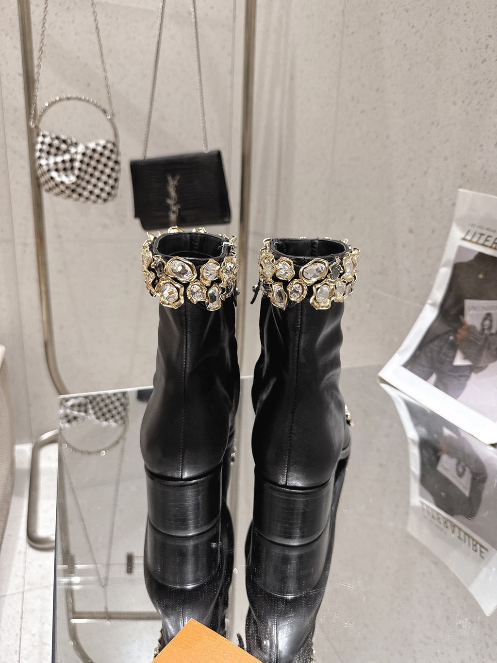 LV Talisman Open Toe Ankle Boot Black Lambskin 849386