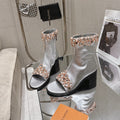 LV Talisman Open Toe Ankle Boot Sliver Lambskin 849387