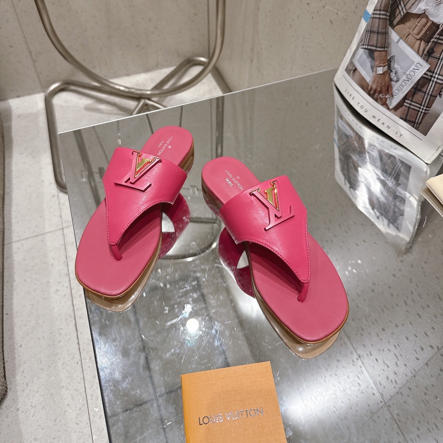 LV Mare Thong Flat Hot Pink Sheepskin 849342