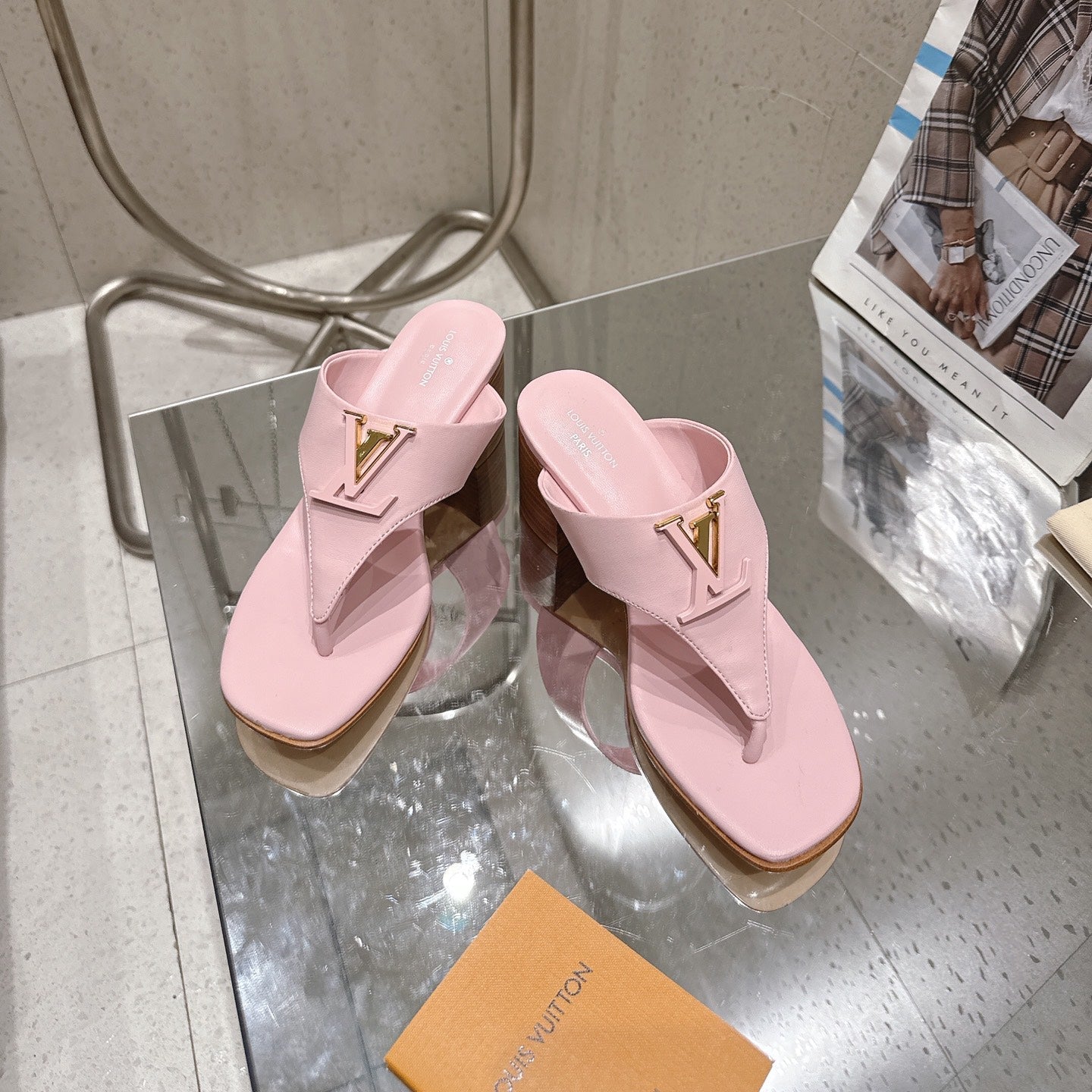 LV Mare Thong 5cm Light Pink Sheepskin 849346