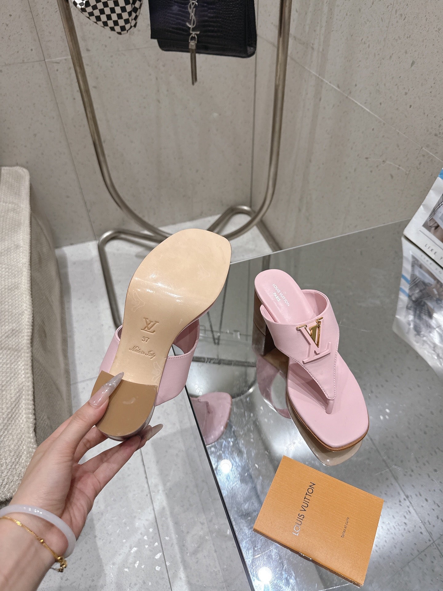 LV Mare Thong 5cm Light Pink Sheepskin 849346