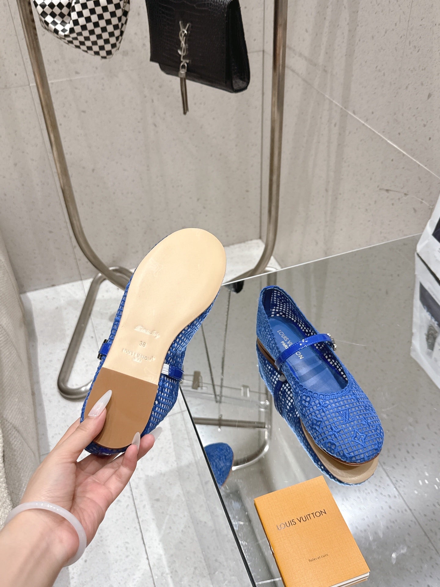 LV Romy Flat Ballerina Blue Mesh 849382