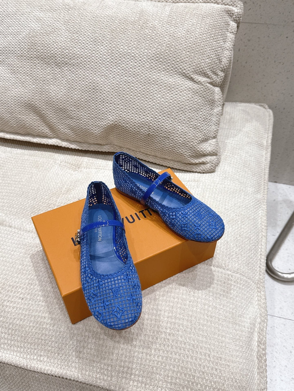 LV Romy Flat Ballerina Blue Mesh 849382