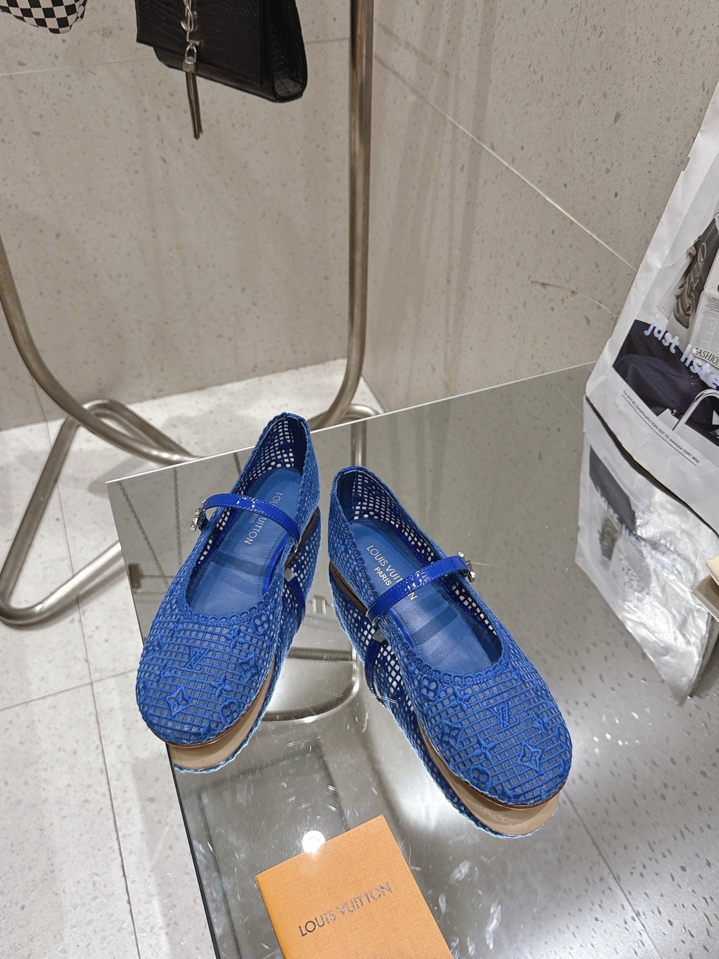 LV Romy Flat Ballerina Blue Mesh 849382