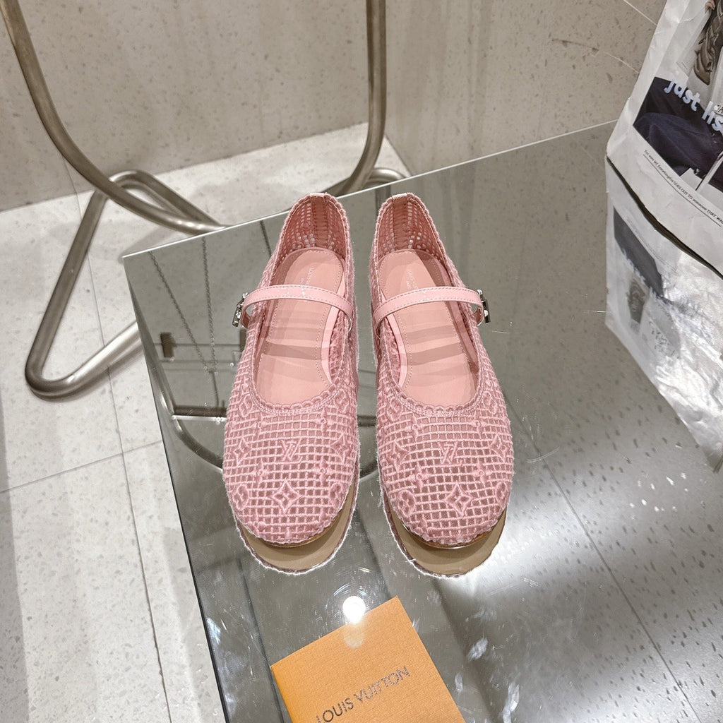 LV Romy Flat Ballerina Pink Mesh 849381