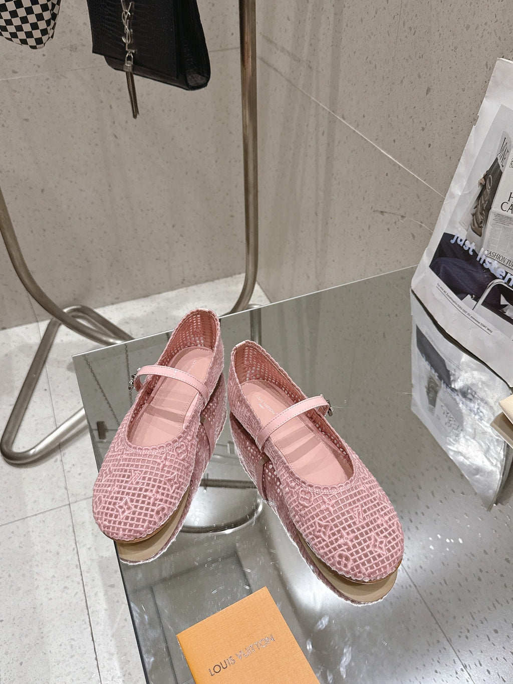 LV Romy Flat Ballerina Pink Mesh 849381