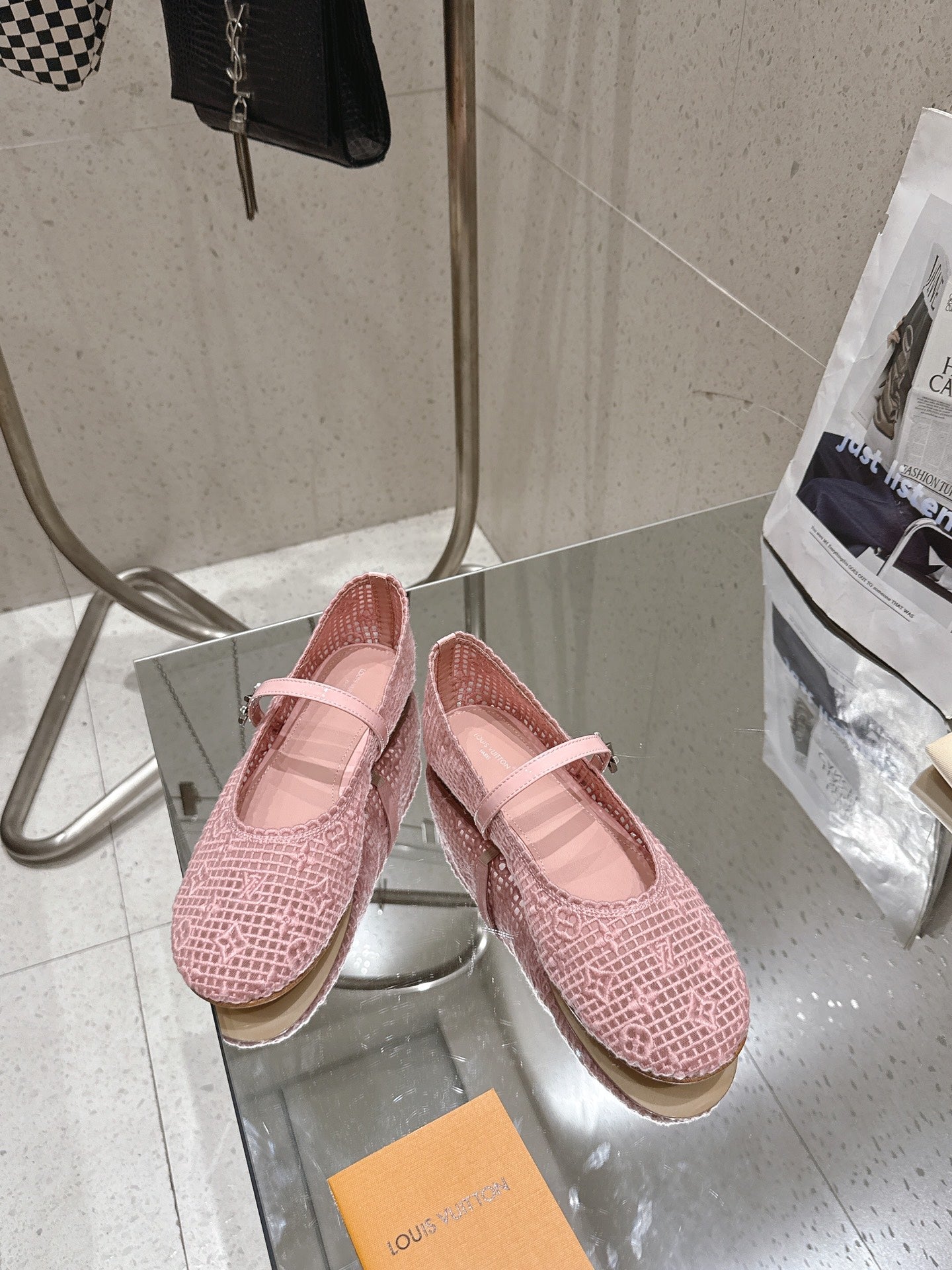 LV Romy Flat Ballerina Pink Mesh 849381