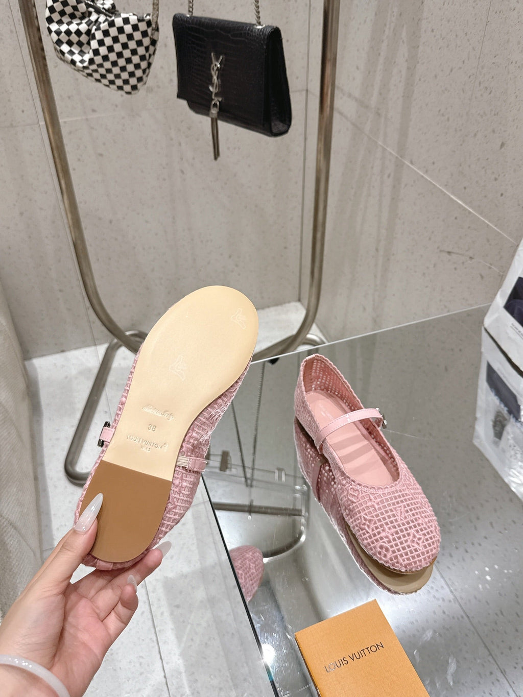 LV Romy Flat Ballerina Pink Mesh 849381