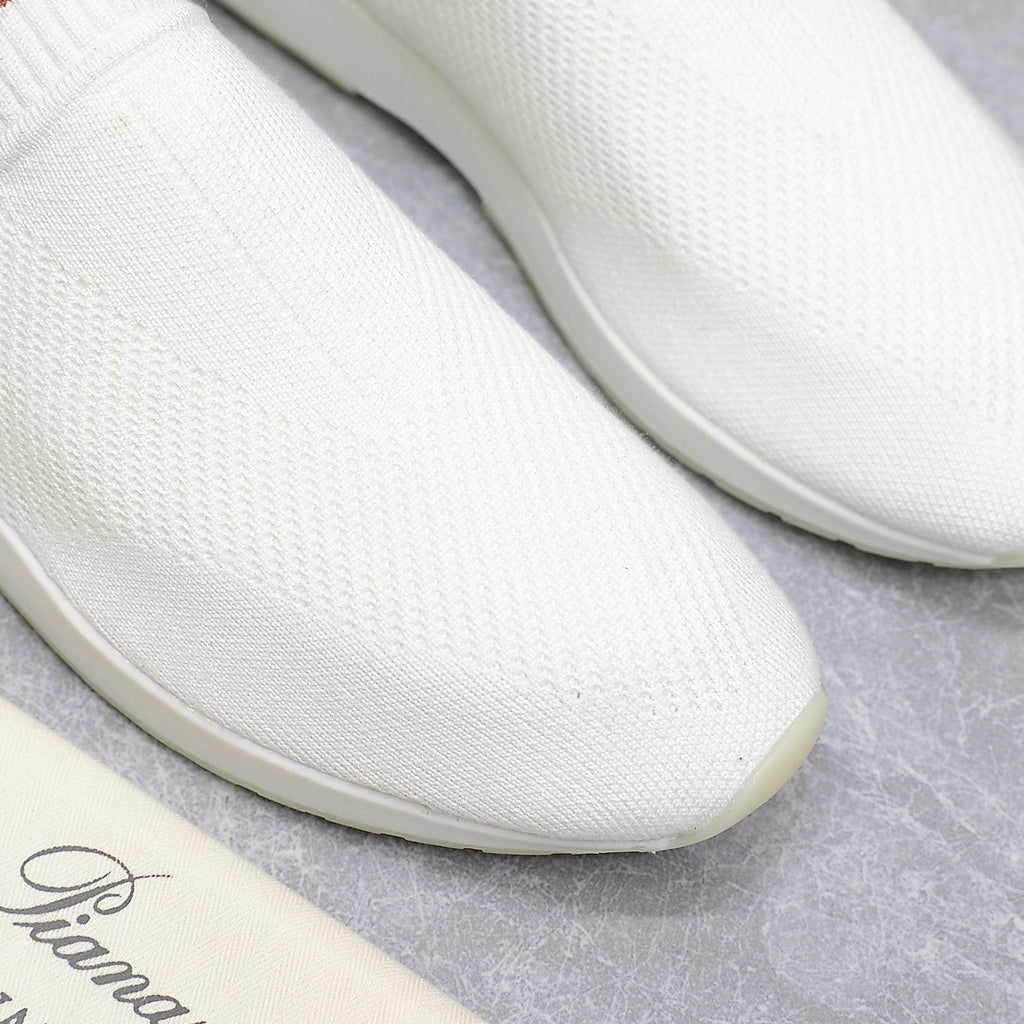 LP lady Flexy Walk Sneaker White Wool And Calfskin 310444