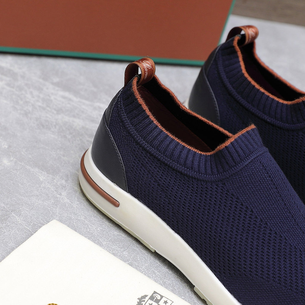 LP lady Flexy Walk Sneaker Navy Blue Wool And Calfskin 310445