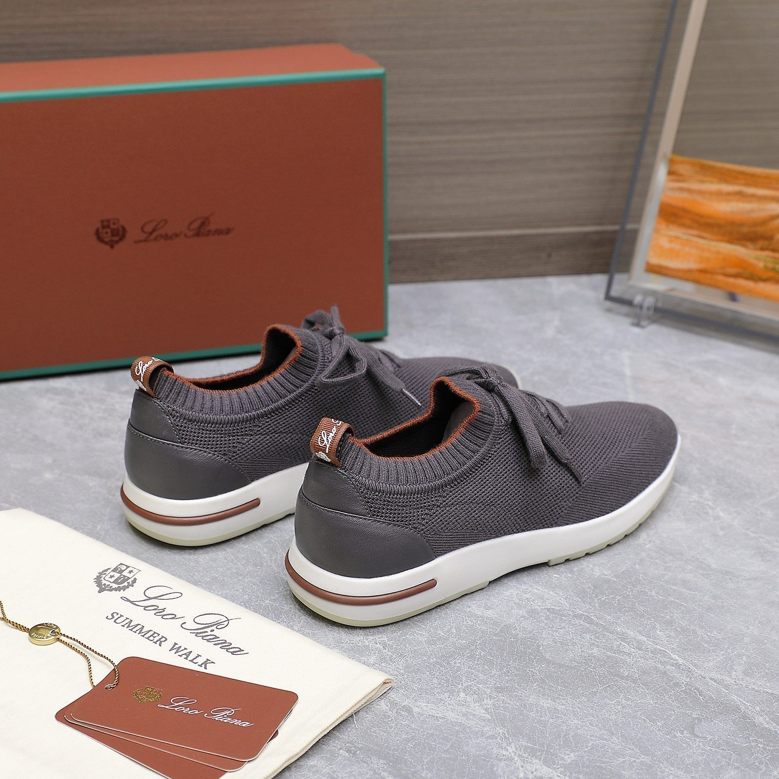 LP lady Flexy Walk Sneaker Dark Gray Wool And Calfskin 310449