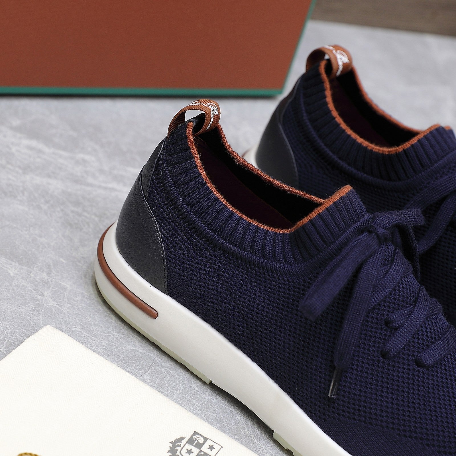 LP lady Flexy Walk Sneaker Black mix Orange Wool And Calfskin 310451