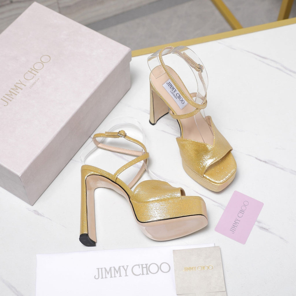 Jimmy Karli Platform Sandals 125m Gold Fabric 397353