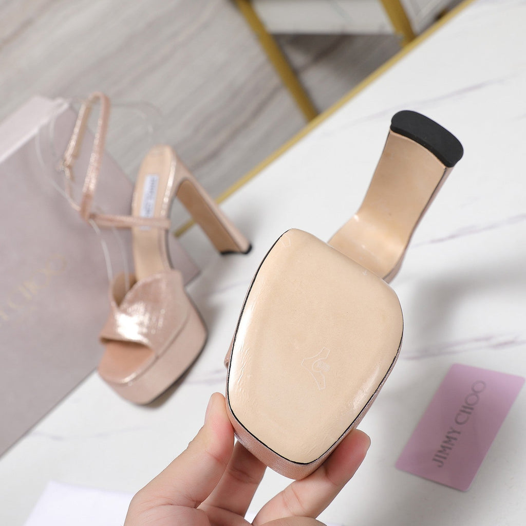 Jimmy Karli Platform Sandals 125mm pinkish-gold Fabric 397354