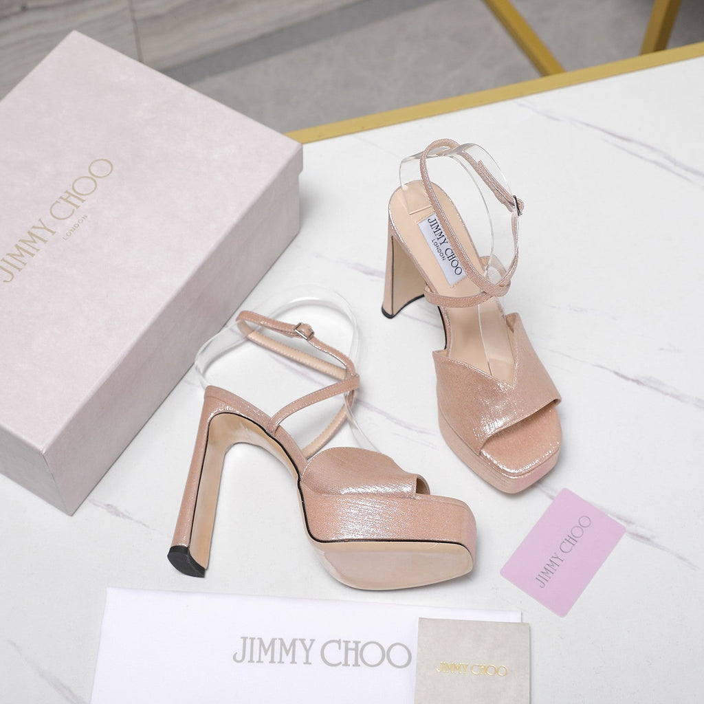 Jimmy Karli Platform Sandals 125mm pinkish-gold Fabric 397354