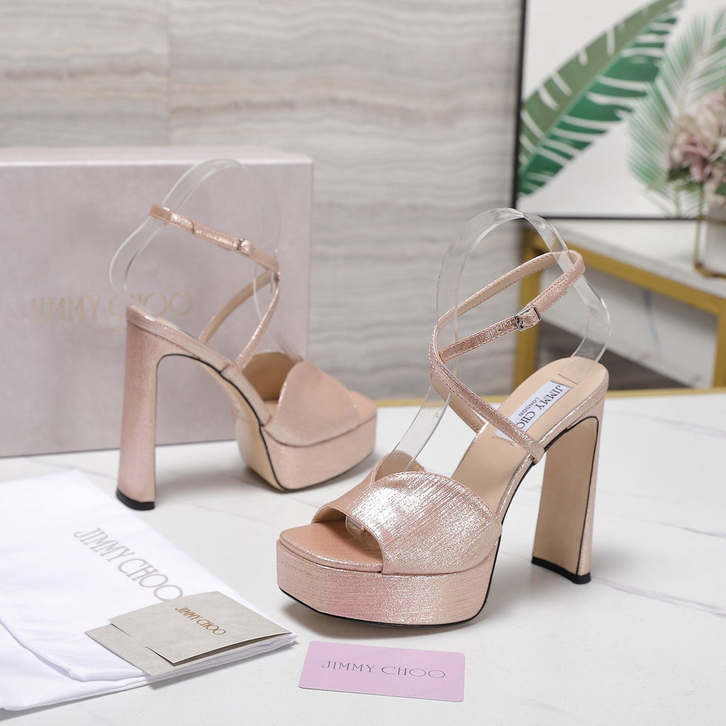 Jimmy Karli Platform Sandals 125mm pinkish-gold Fabric 397354