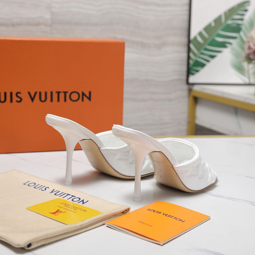 LV Revival Mule 90mm White Monogram-Embossed Lambskin 456146
