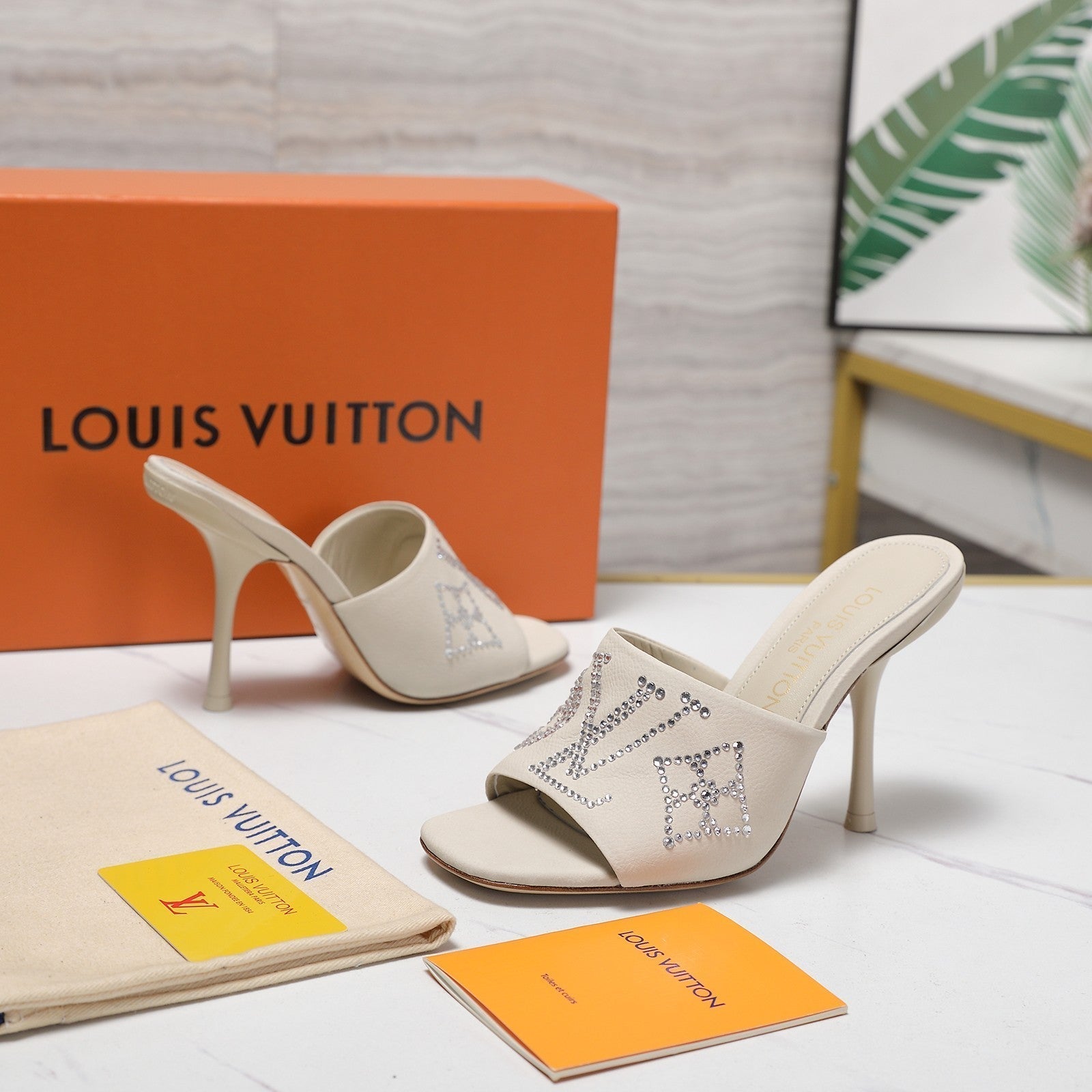 LV 6AM Mule 90mm Ivory Grained calf leather 456148