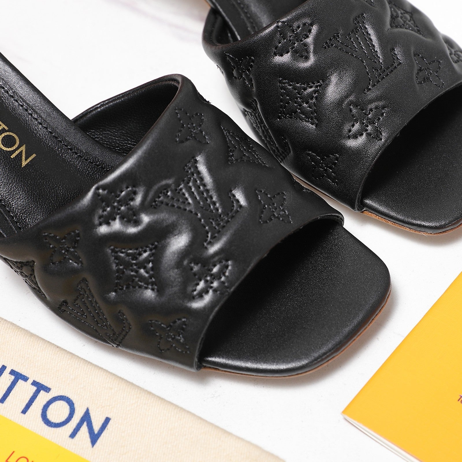 LV Revival Mule 55mm Black Monogram-Embossed Lambskin 456151