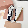 Miu Plume Sneakers Navy Blue White Cowhide Suede  456353