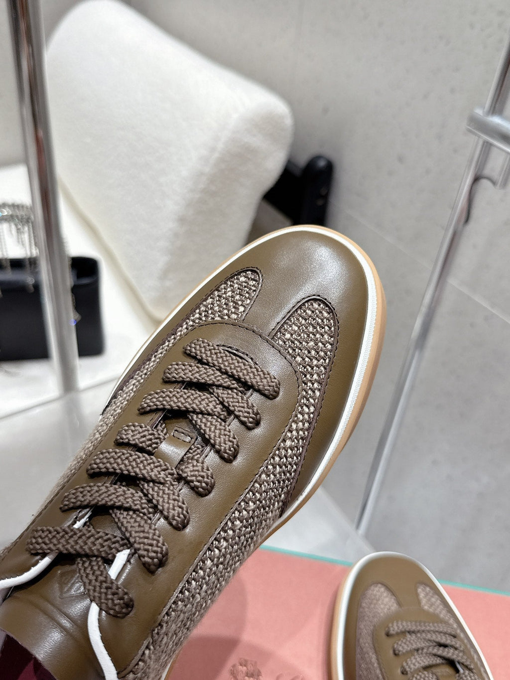 LP Tennis Walk Sneaker Brown Cowhide Cotton 513539