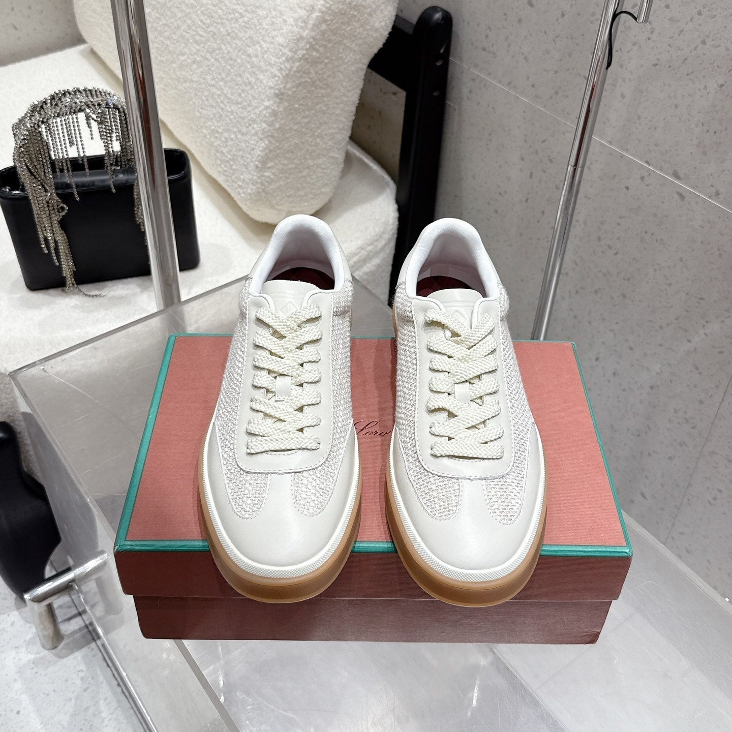 LP Tennis Walk Sneaker Off White Cowhide Cotton 513541