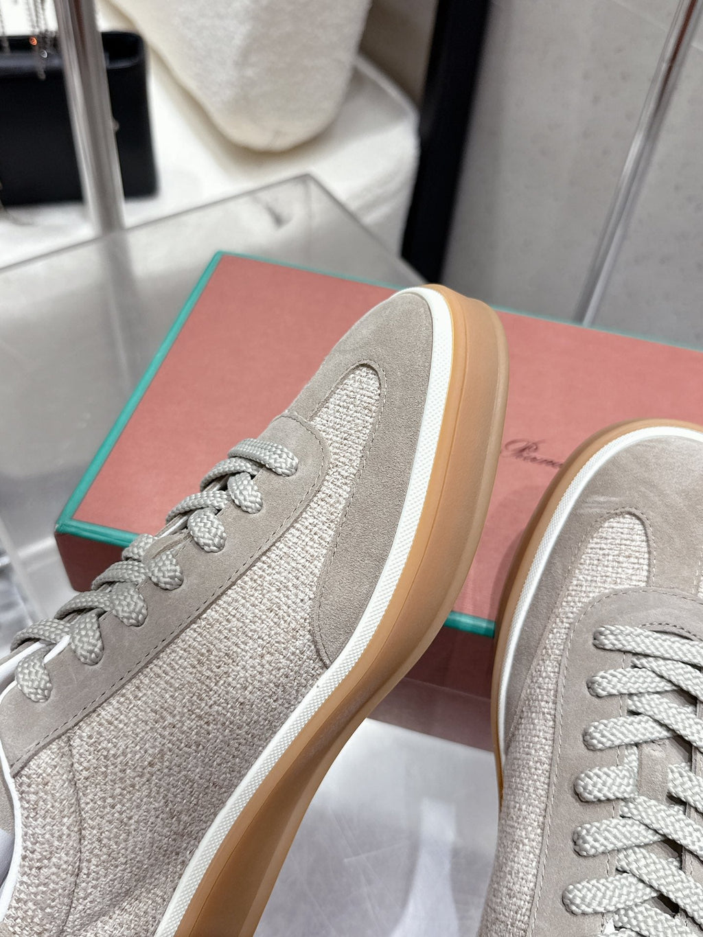 LP Tennis Walk Sneaker Light Grey Suede Cotton 513543