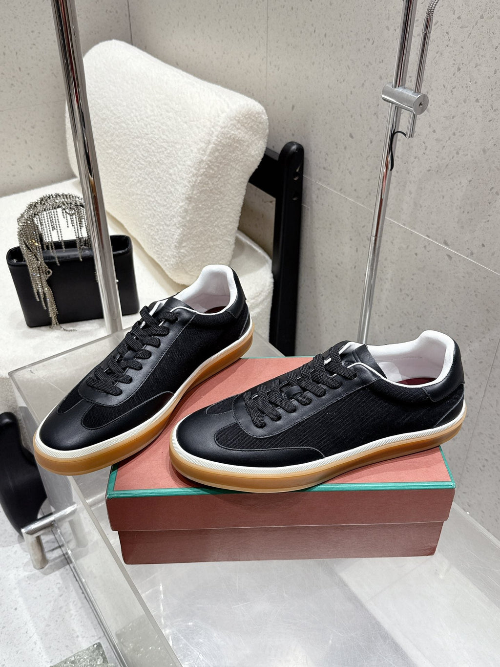 LP Tennis Walk Sneaker Full Black Cowhide Canvas 513545