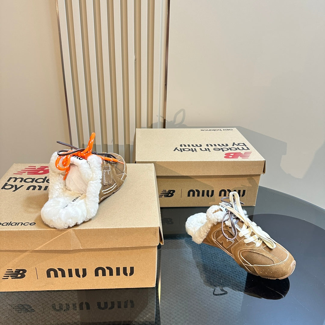 Miu x Balance 530 SL Mule Dark Brown Suede