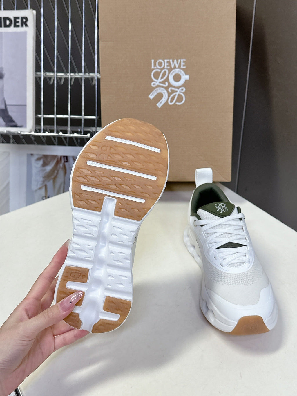 Loewe x On Cioudtilt White Green Sneaker Mesh Rubber