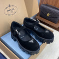 Prada Brushed Monolith Mary Janes Loafer Black Suede 551883