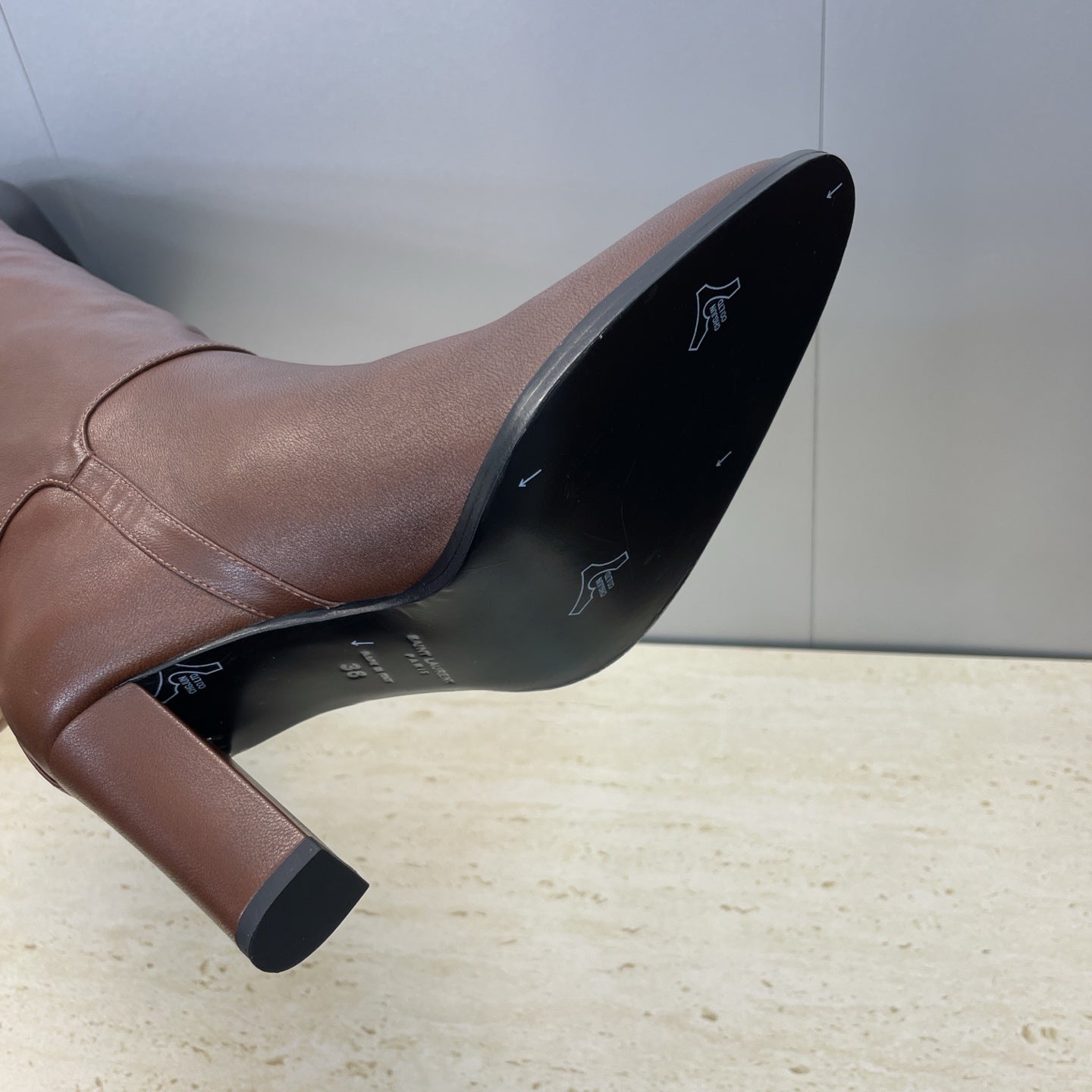 YSL Julia Long Boots 90mm Dark Cocoa Cowhide 551936