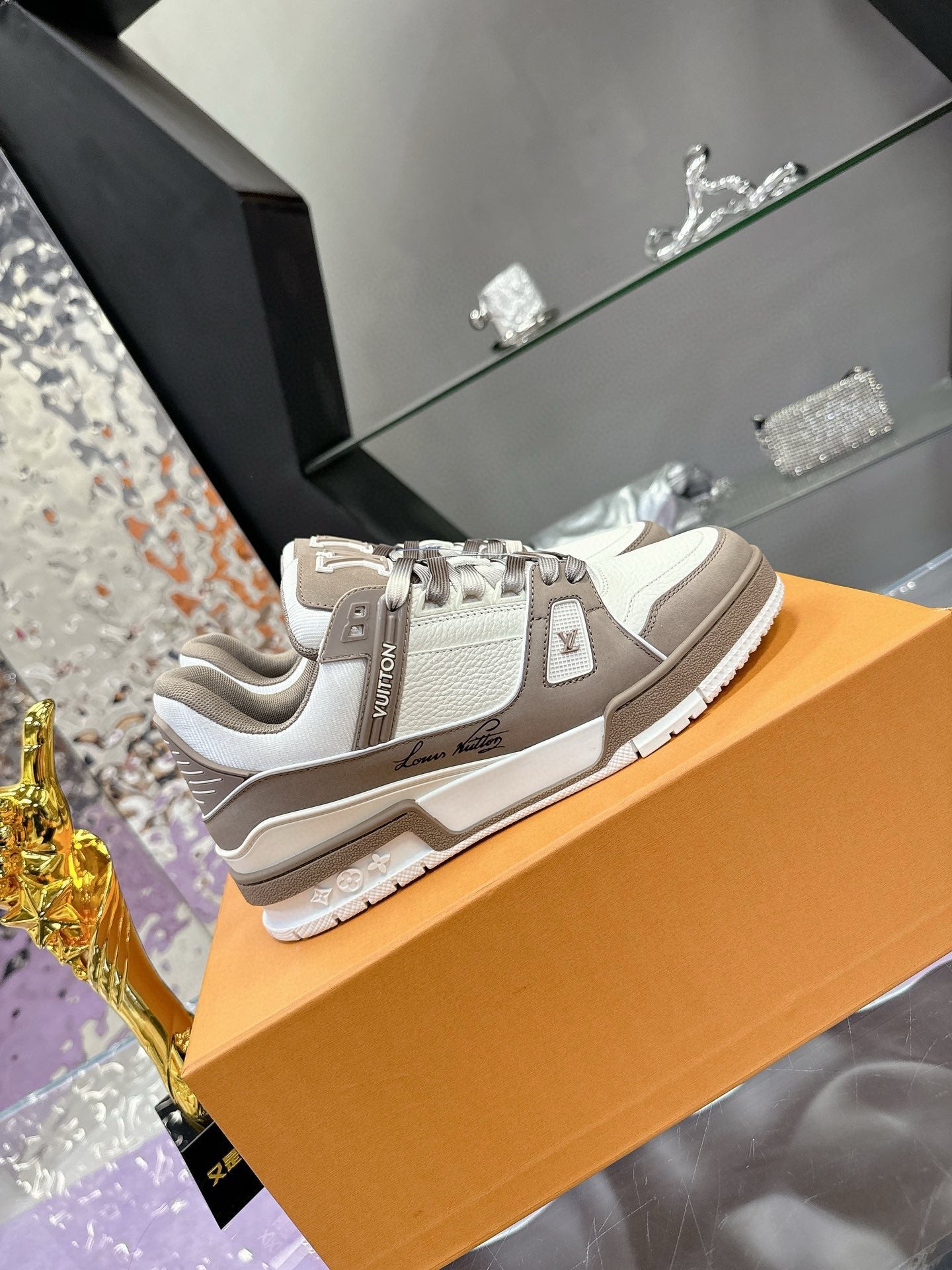 LV Trainer Sneaker Brown Grey Cowhide