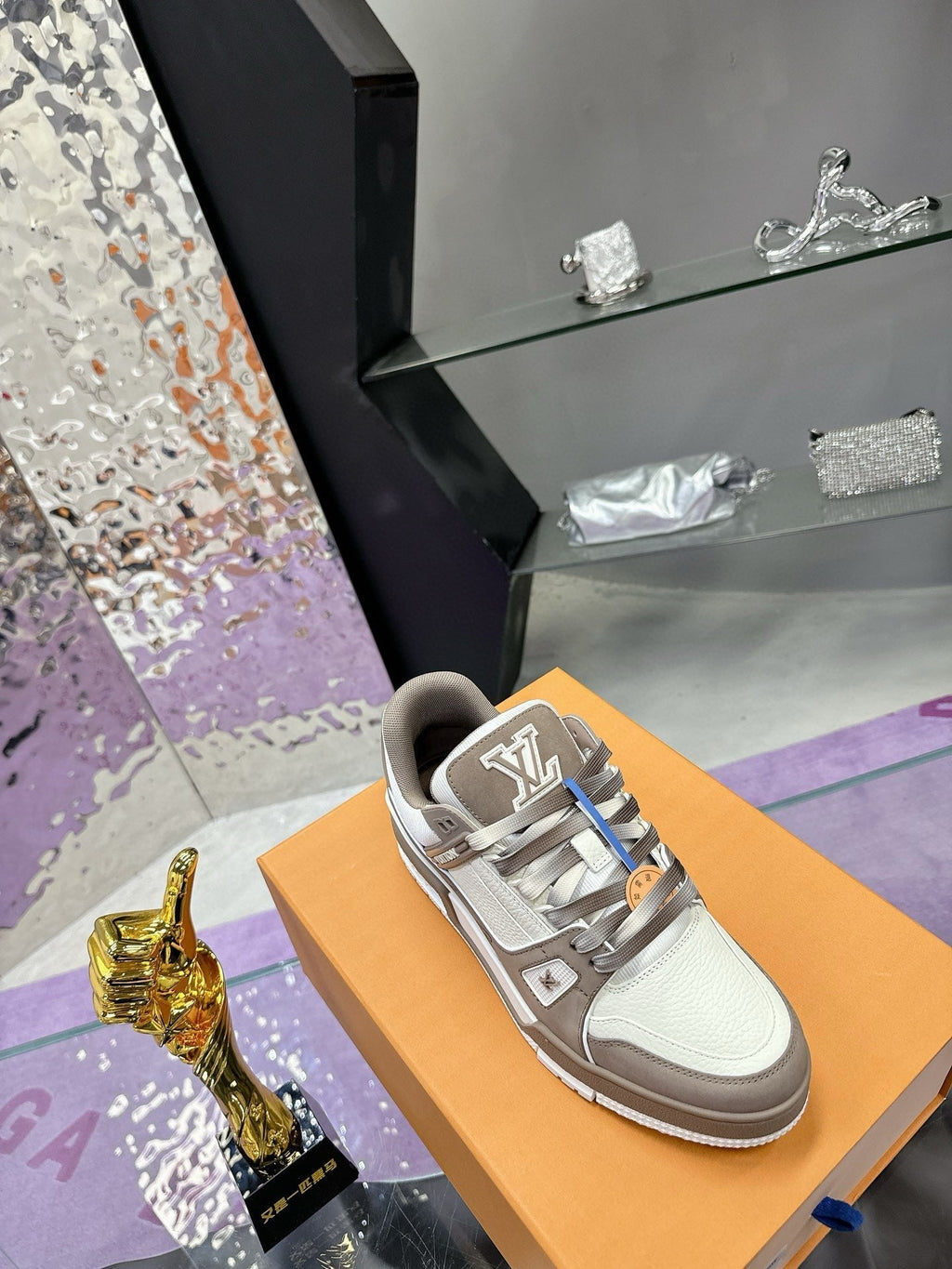 LV Trainer Sneaker Brown Grey Cowhide