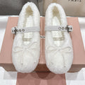 MiuMiu 25 Ballet Flat Black Lambskin Wool 535592