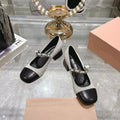 Miu 25C Mary Jane 45MM Beige Gray Mix Black Fabric 235366