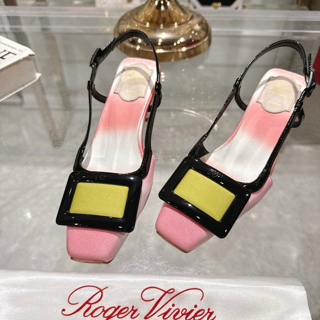 Viv 25 Slingback Pink White Italian Leather 300783