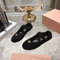 Miu 26s Mary Jane Flats In Black Suede Elastic Strap