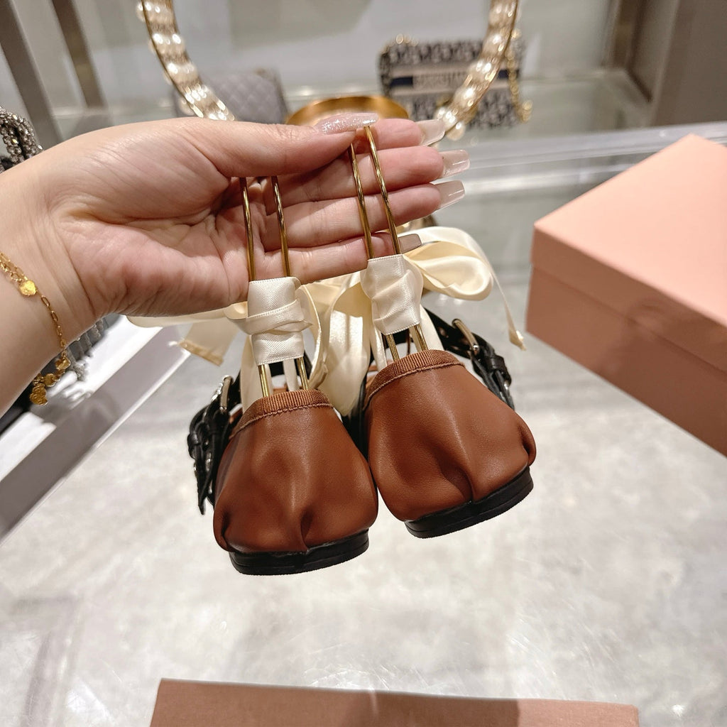 Miu 26s Ballerinas Brown Leather 679789