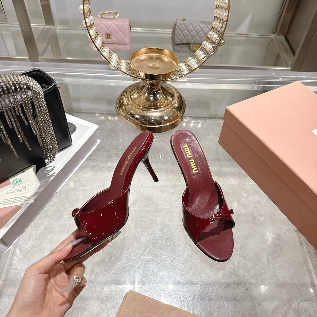 Miu Mules With Buckle Patent Leather 751337