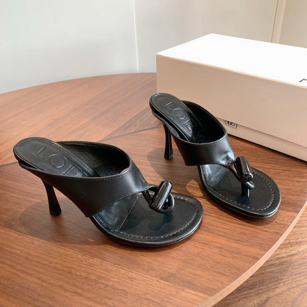 Loewe Toggle Sandals 9cm Black Leather 878021