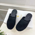 The Row  Slide Mules Black Mesh And Sheepskin 325555