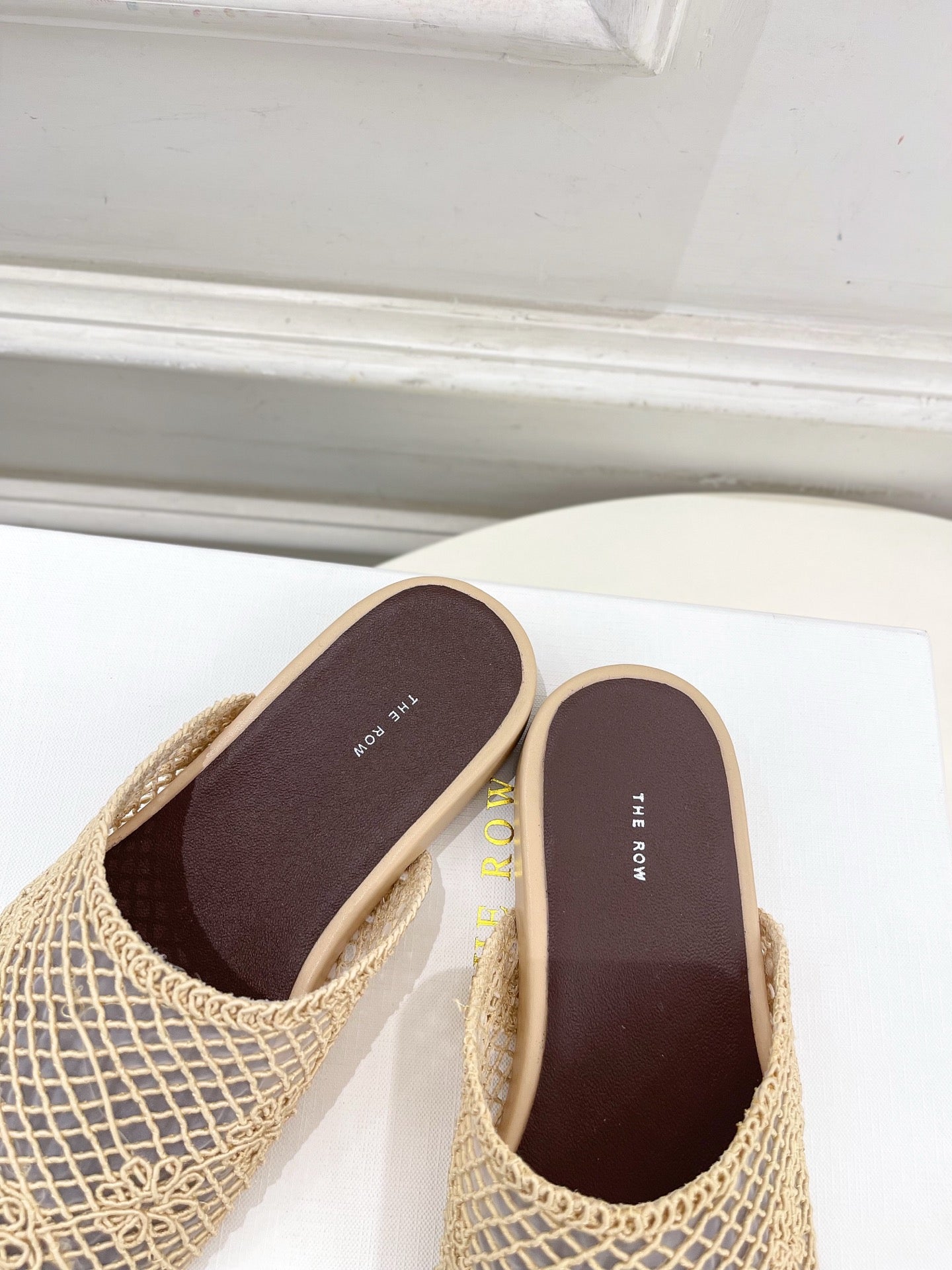The Row  Slide Mules 25mm Beige Mesh And Sheepskin 325557