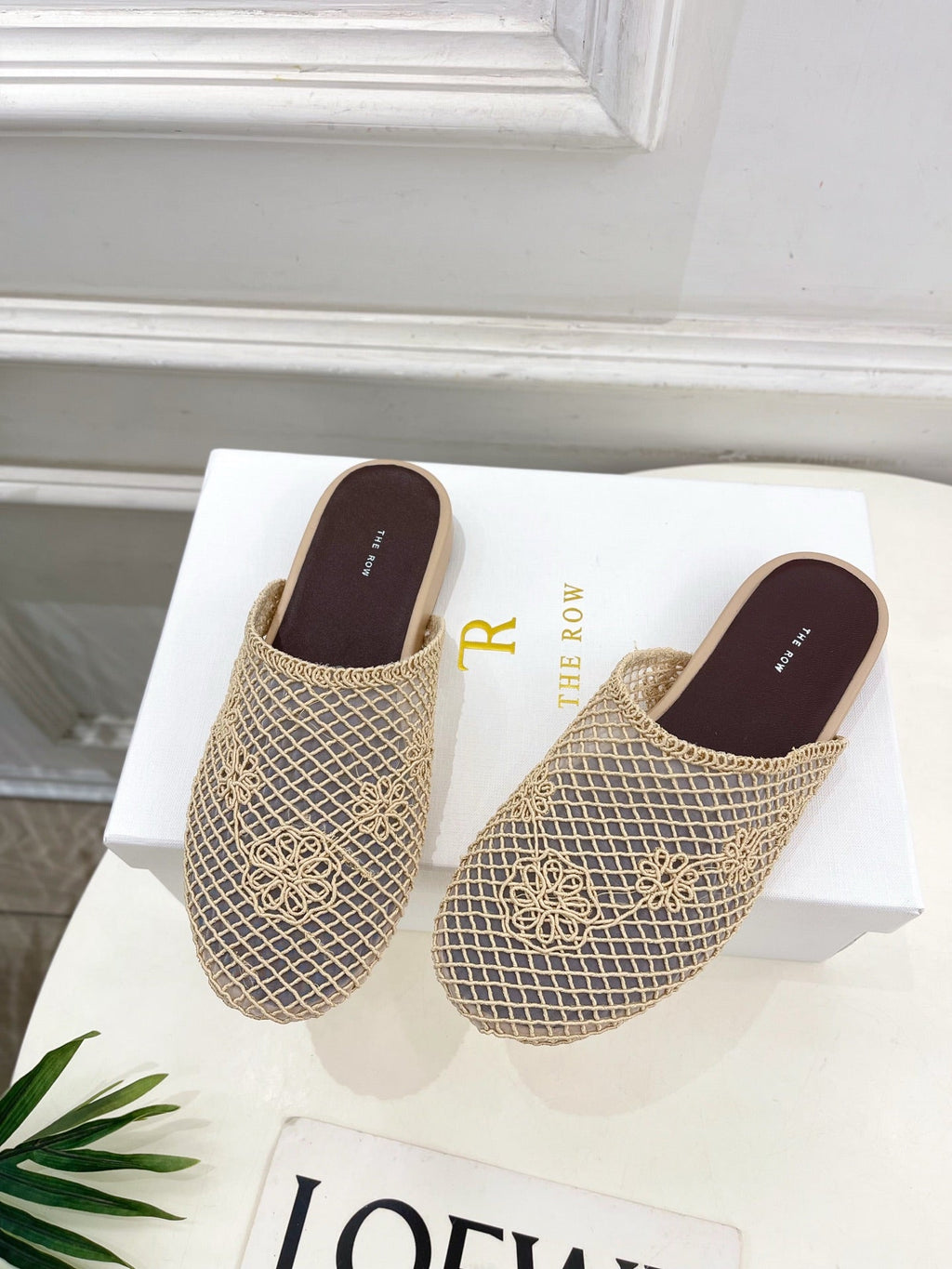 The Row  Slide Mules 25mm Beige Mesh And Sheepskin 325557